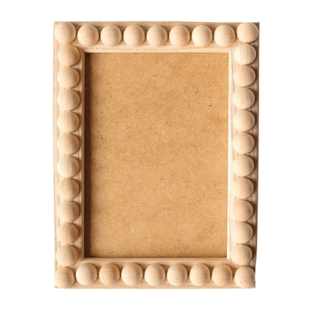 Rustic Beaded Bobbin Wood Frame